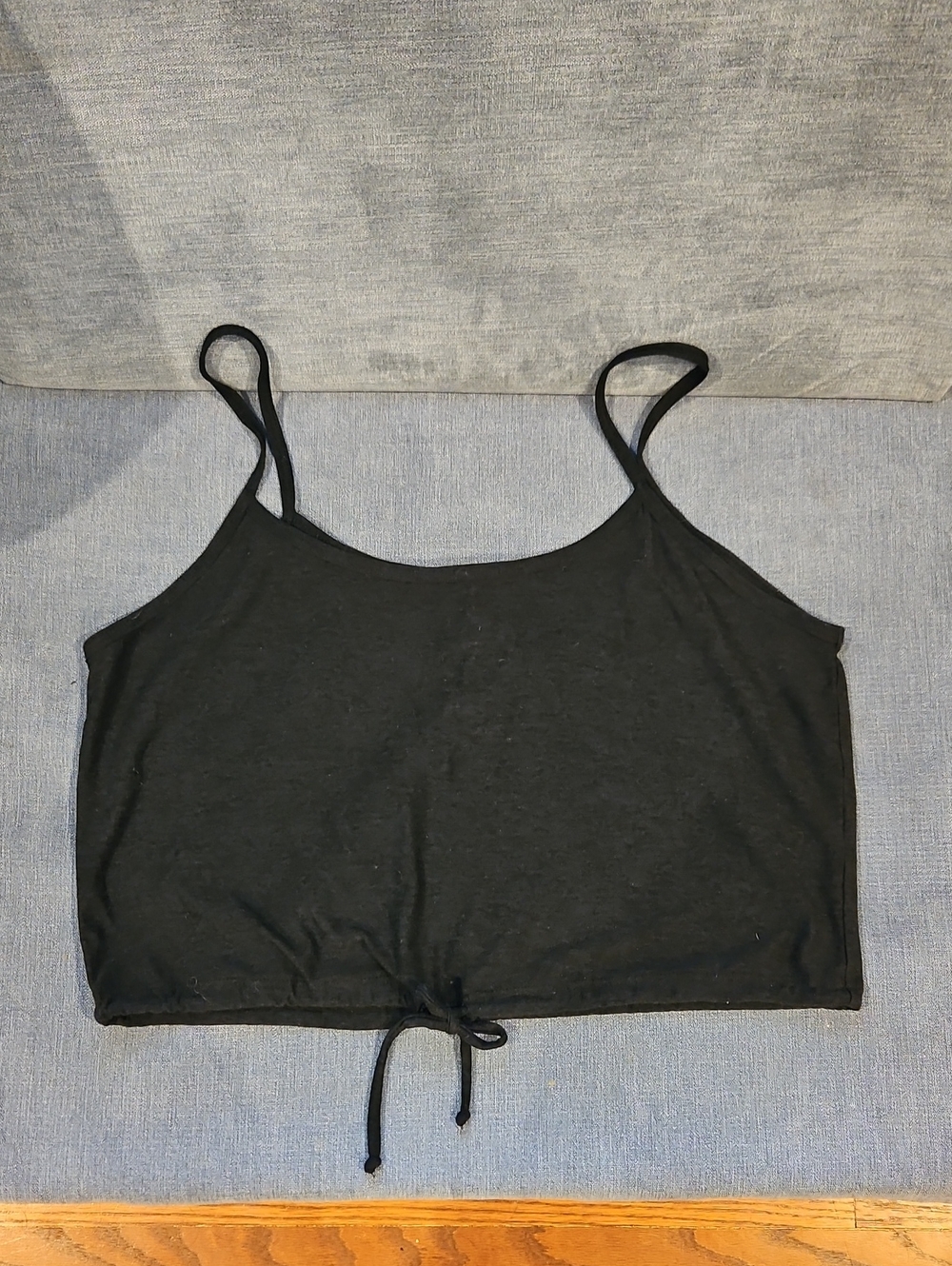 Beyond Yoga Black Drawstring Crop Cami Tank
